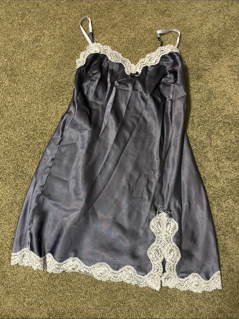 Periwinkle Lace-Trim Victoria secret Chemise Nightdress lingerie XS
